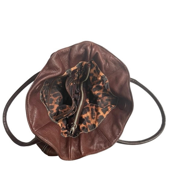 Leather Purse B.MAKOWSKY Raisin Brown Belted Clip Shoulder Bag - Picture 8 of 16